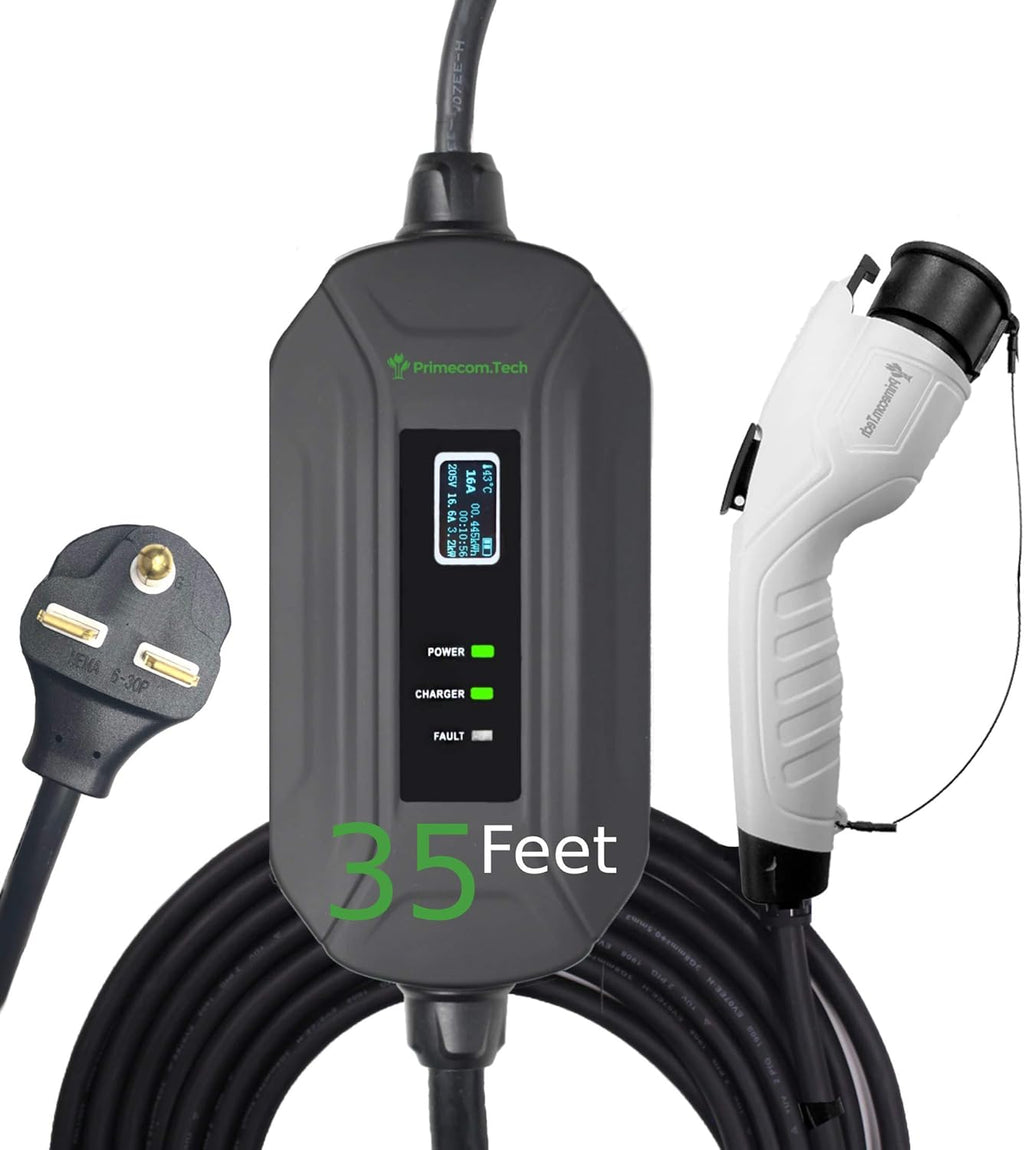 Portable Level 2 Electric Vehicle Charger, 16Amp, 30 Feet D90326