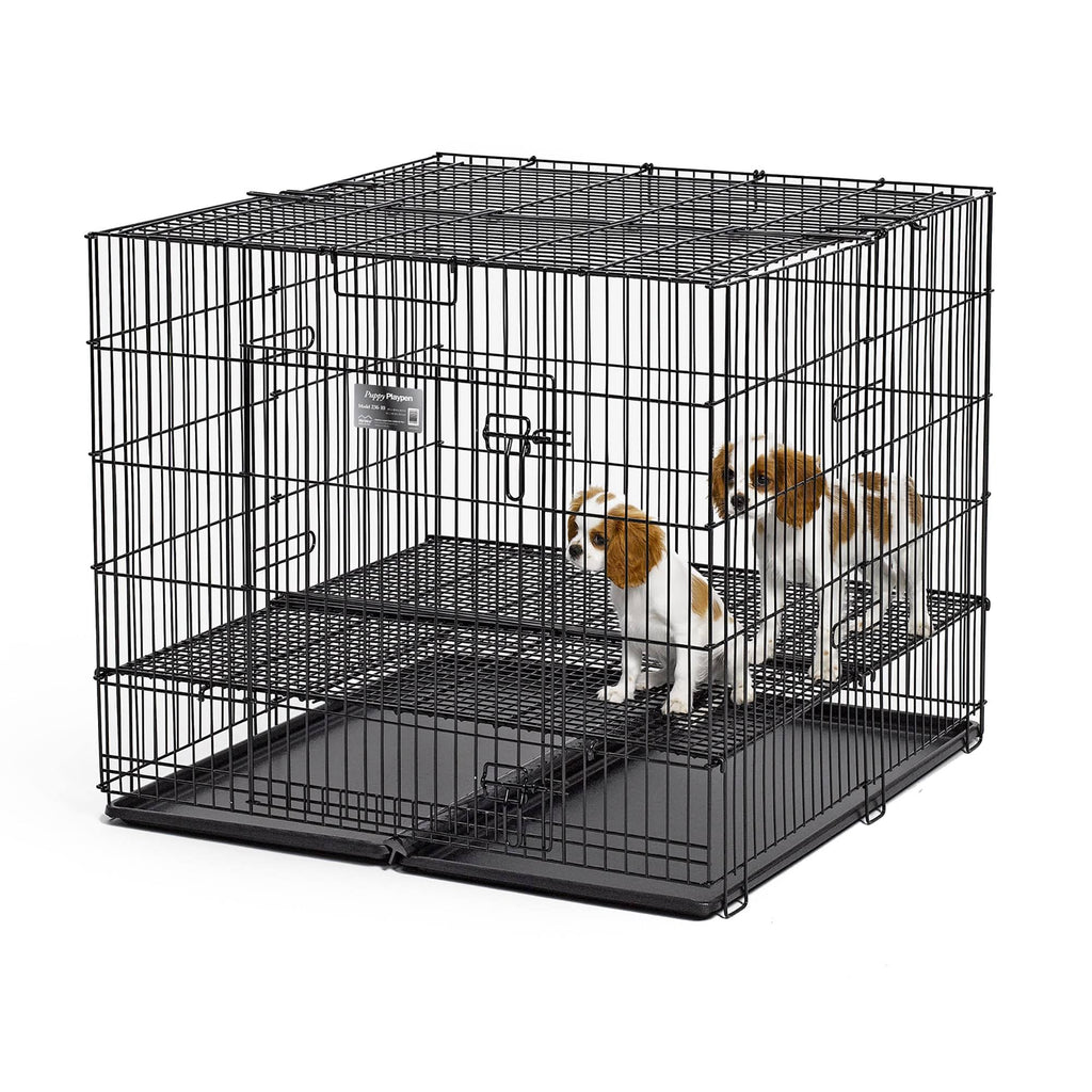 Puppy Playpen with Plastic Pan and Floor Grid S377304