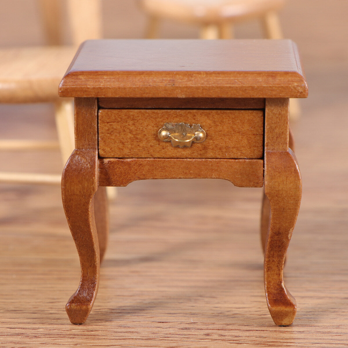 1:12 Walnut Colo Miniature Bedside Table Toy E131640