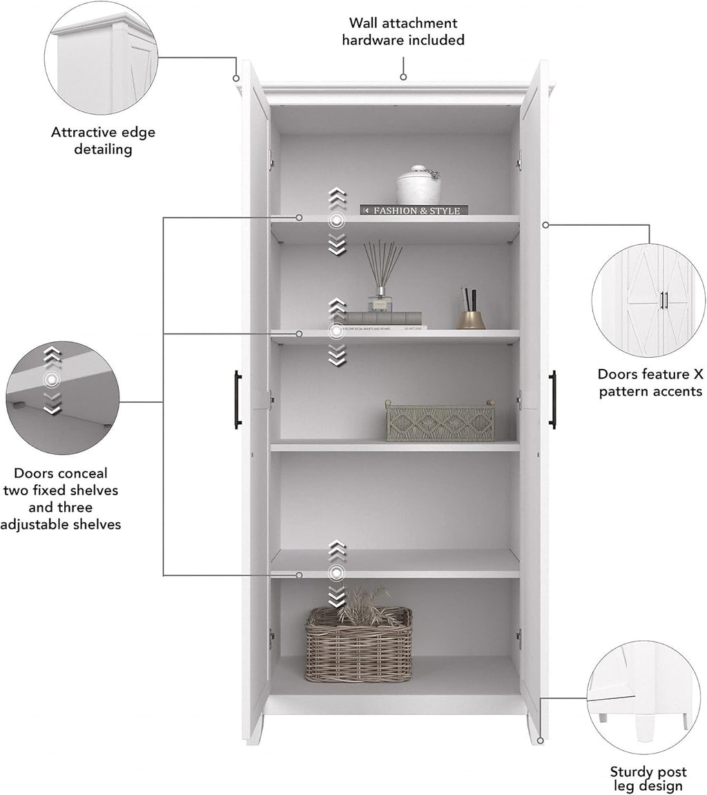 Pure White Oak Bathroom Storage Cabinet with Doors U737