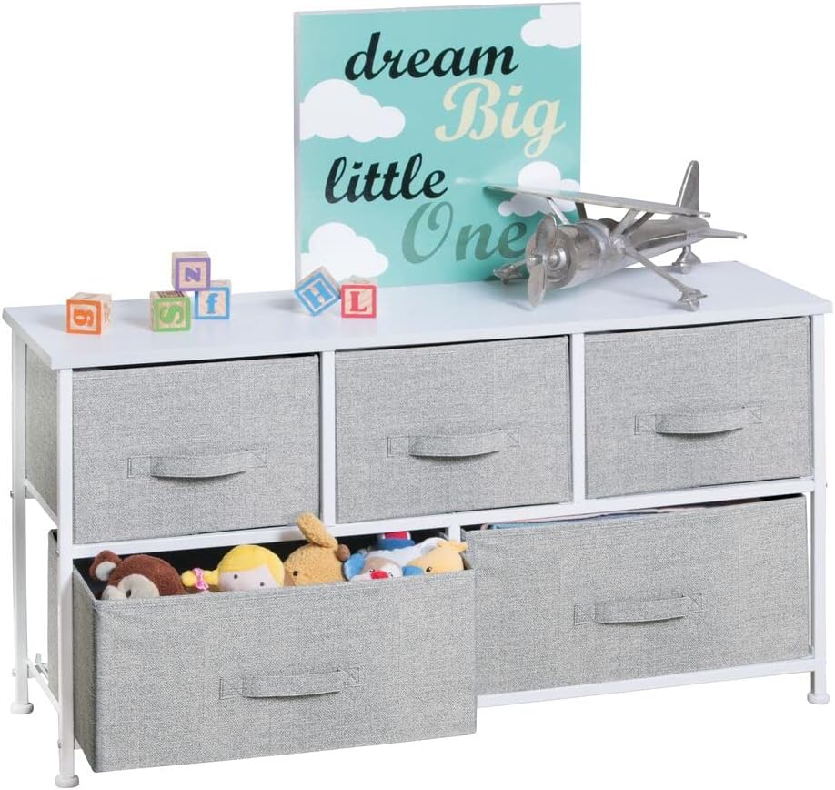 Gray/White 5 Drawer Fabric Storage Dresser A341691