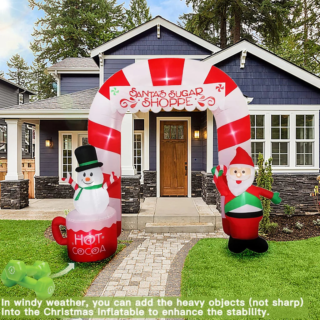 Inflatable Christmas Archway Decorations, 8 FT, LED Blow Up Outdoor Inflatables V575